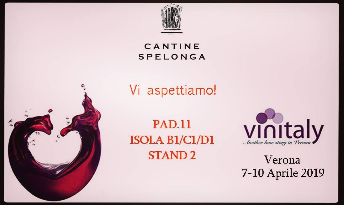 Locandina evento Vinitaly 2019 a Verona con la presenza di Cantine Spelonga